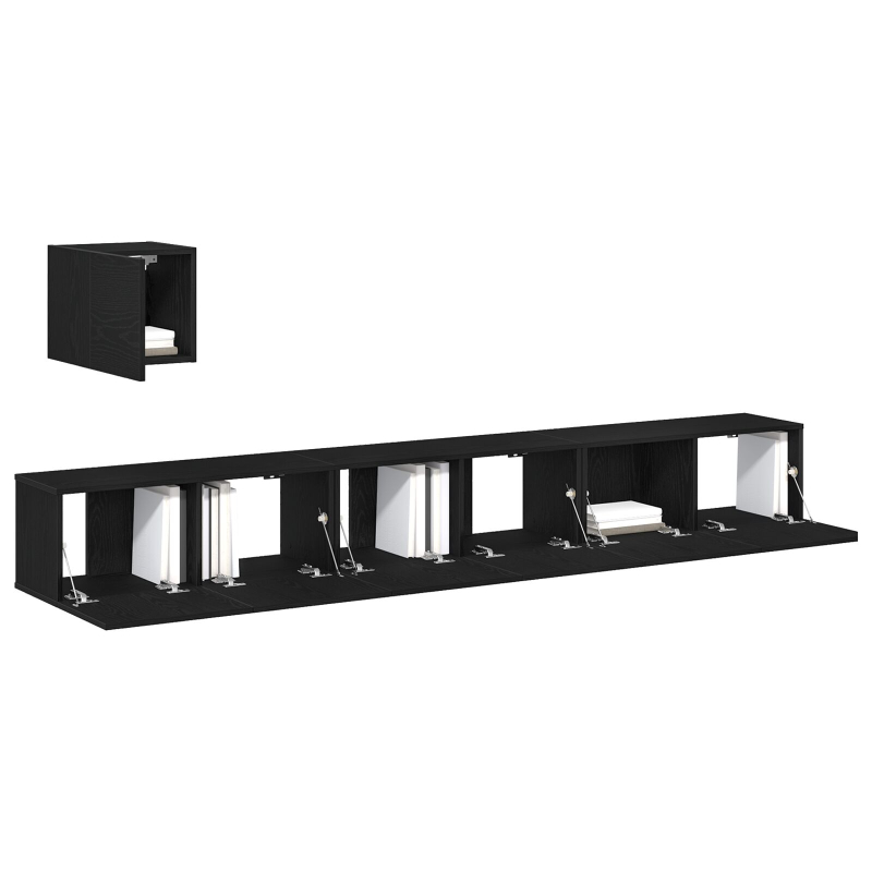 4-teiliges TV-Schrank-Set Schwarz Eiche Holzwerkstoff