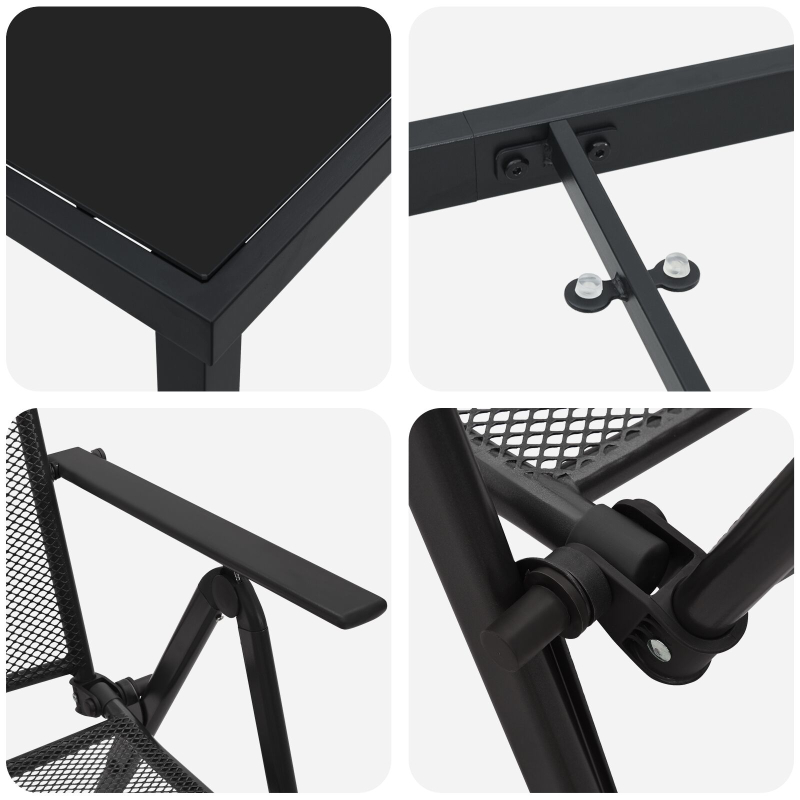 9-teiliges Garten-Essset Anthrazit Stahl