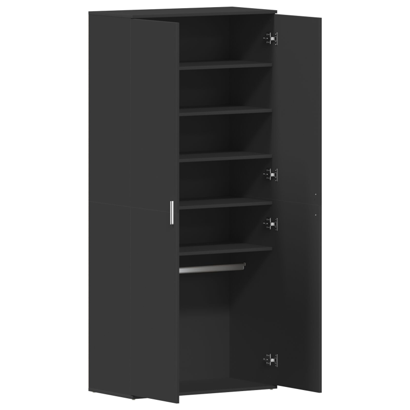 Schuhschrank Schwarz 80x39x180 cm Holzwerkstoff