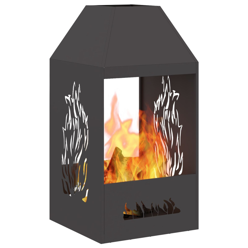 Feuerstelle Schwarz 50x50x100 cm Stahl