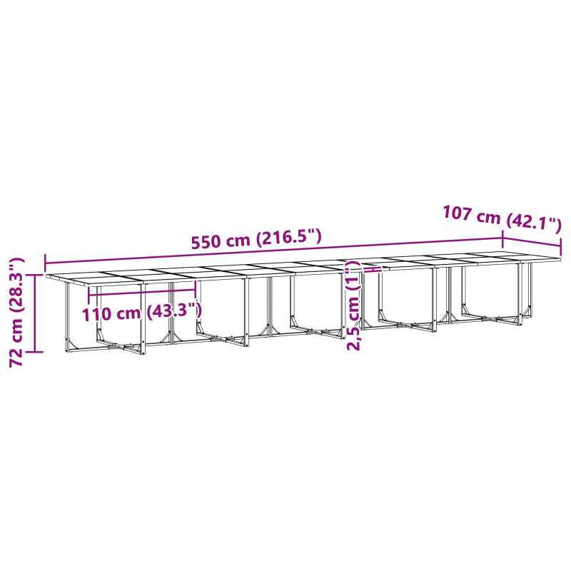 19-teiliges Garten-Esszimmer-Set mit Kissen aus Stahl und Textilene