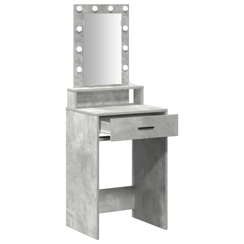 Schminktisch mit LED-Lichtern Beton-Grau 50x41x140 cm