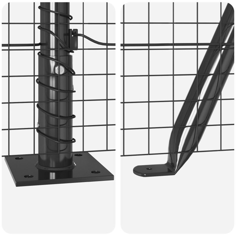 Zaunpfosten-Set 2er Set Grau Pulverbeschichteter Stahl 25 x 0.5 m