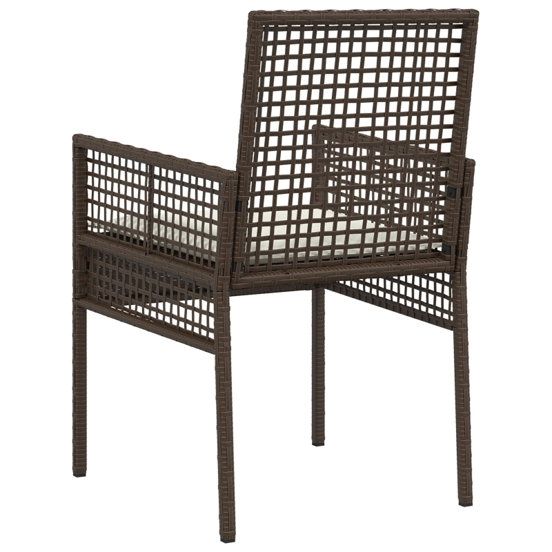 Gartenstühle 2 Stück mit Kissen Braun Poly-Rattan
