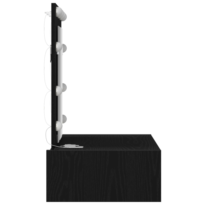 Wandmontierter Schminktisch mit LED-Lichtern - Schwarze Eiche