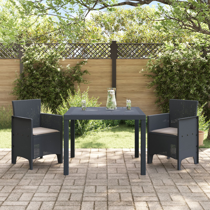 Outdoor Essset 3-teilig Dunkelgrau Polypropylen Stapelbar