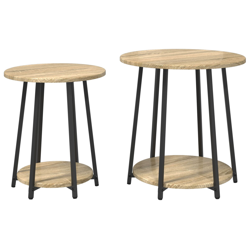 Beistelltisch 2er-Set Sonoma Eiche, Holzwerkstoff und Metall