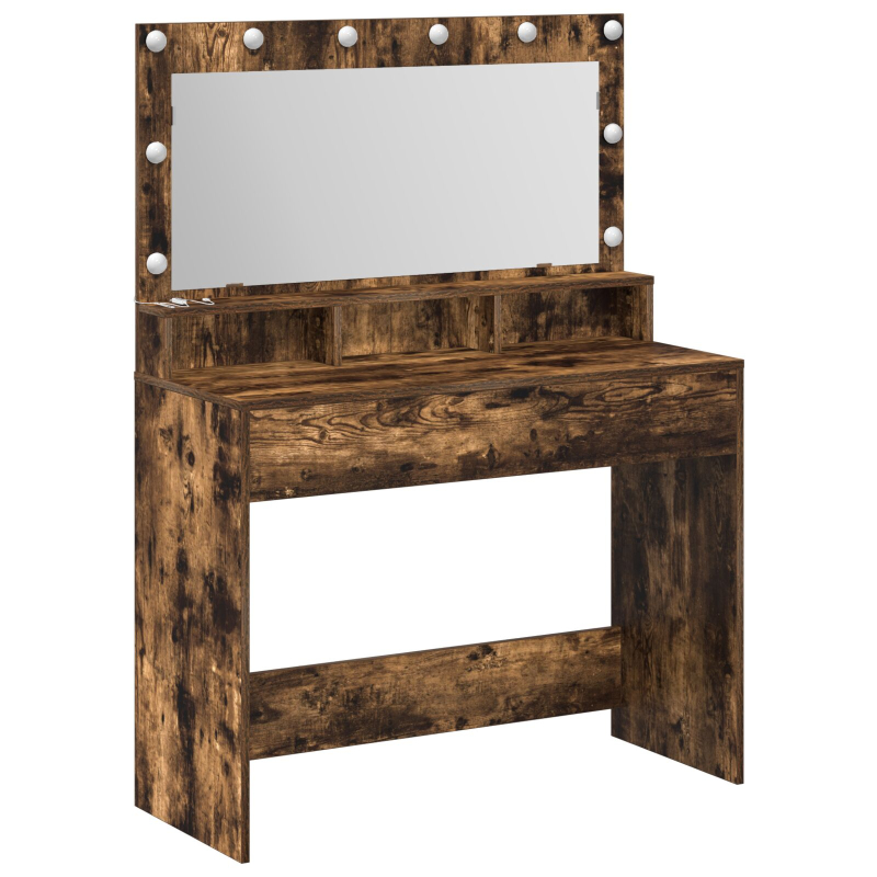 Schminktisch mit LED-Lichtern in Raucheiche 100x41x135 cm