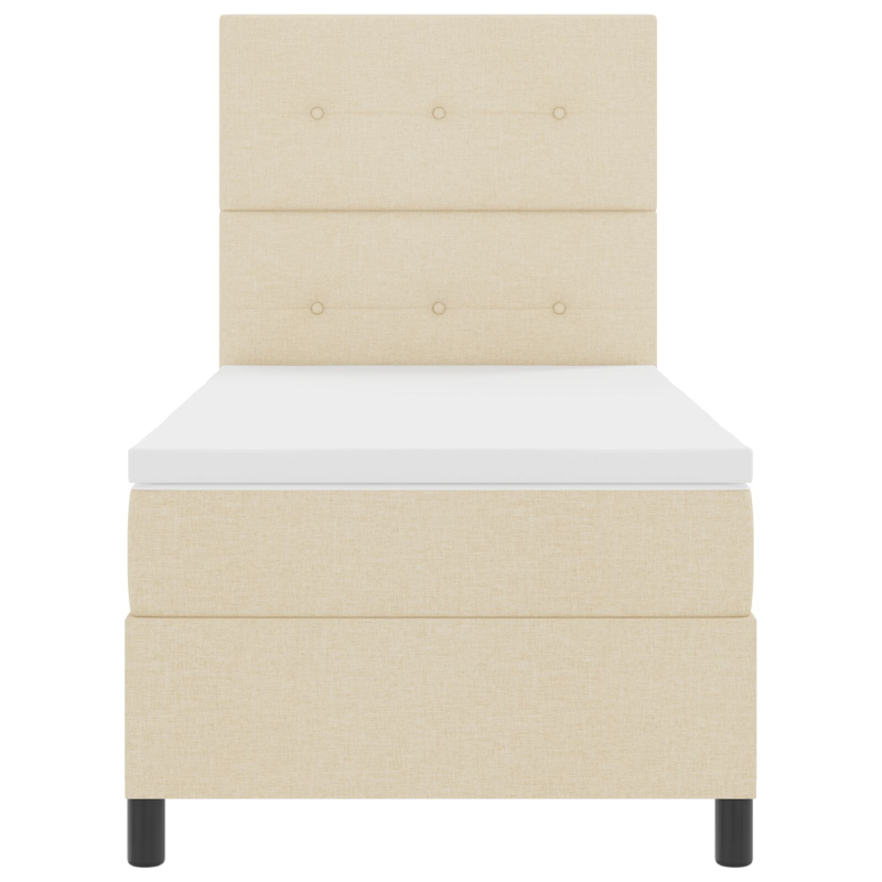 Beige Boxspringbett mit Matratze 90x200 cm aus Stoff