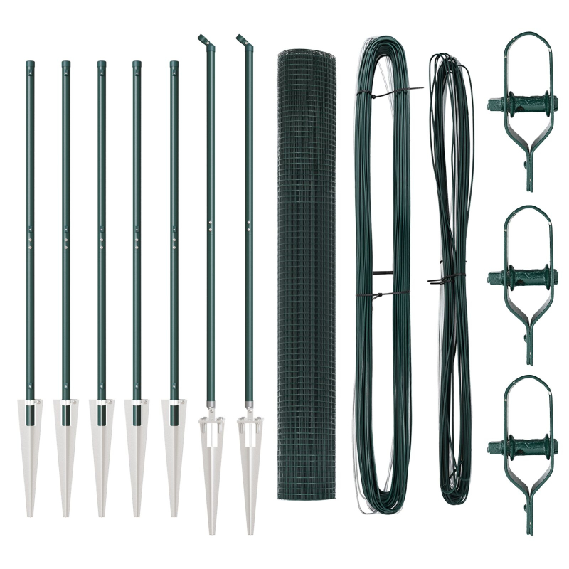 Zaunpfosten Set Set mit 2 Grün Mit PVC beschichtet 10 x 1 m