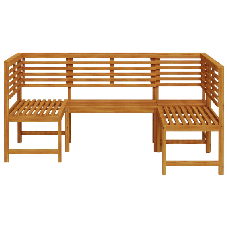 3-teiliges Gartenbank-Set aus solidem Akazienholz