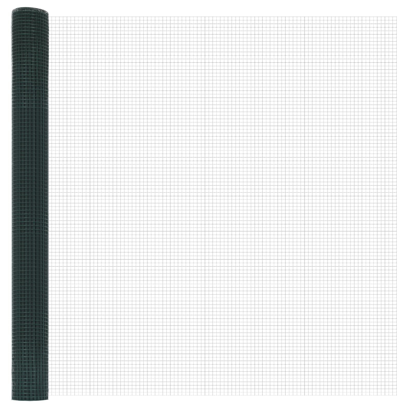 geschweißter Drahtzaun mit 13 Spike-Posten Grün 1,5x25 m Stahl