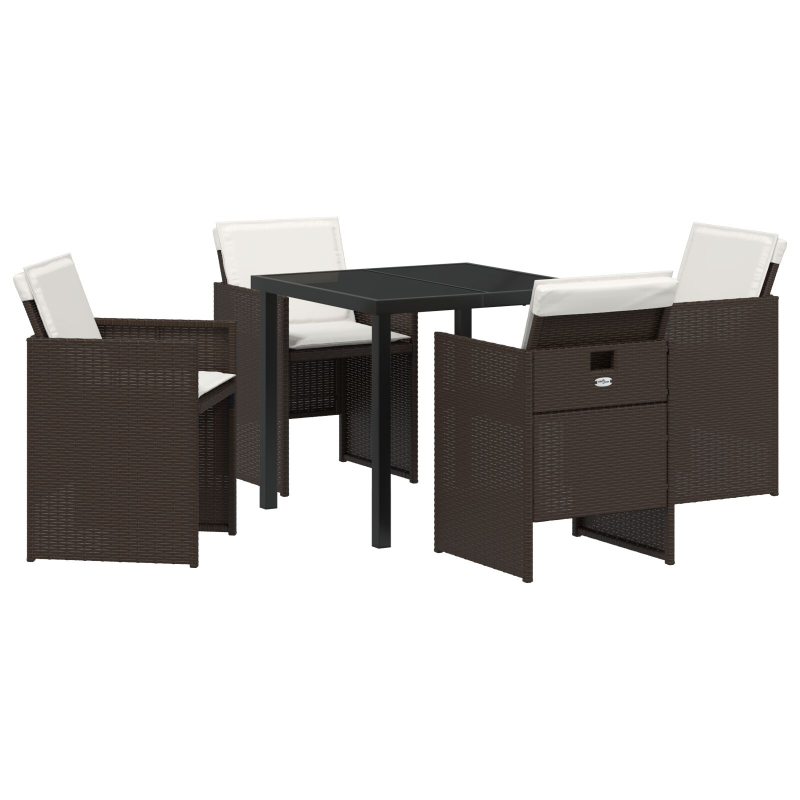 5-teilige Garten-Essgruppe mit Kissen Braun Poly-Rattan