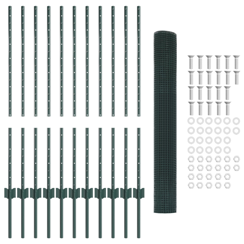 Gartenzaun Set Set aus 2 Grün Verzinkter Stahl 25 x 1 m