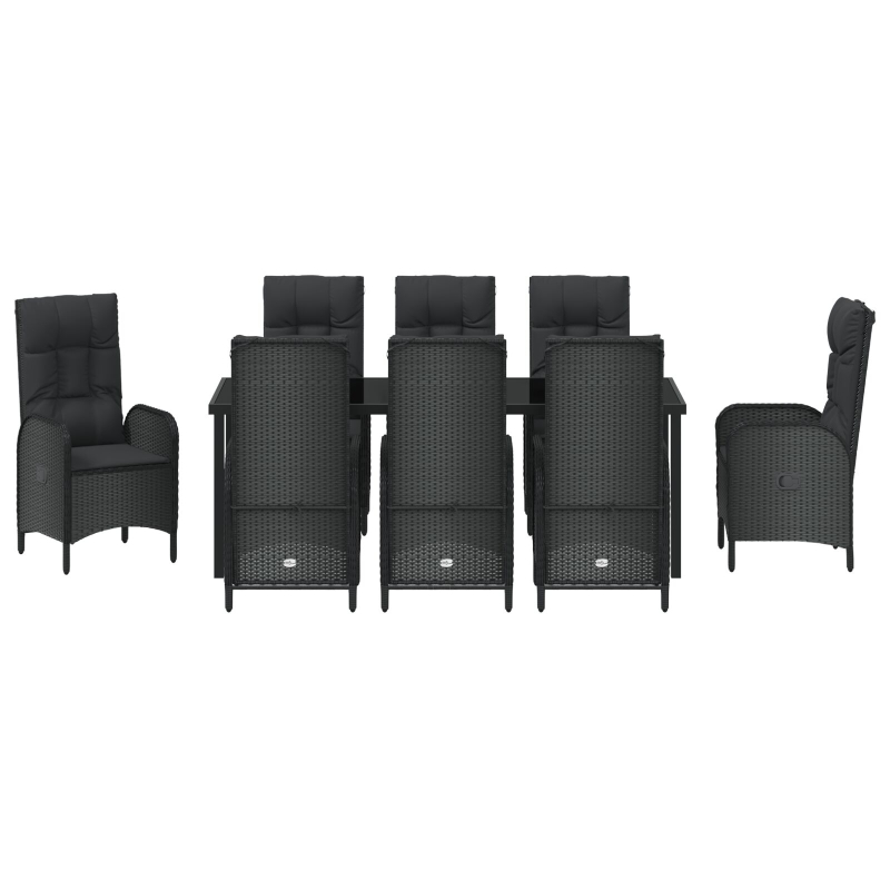 9-teiliges Garten-Ess-Set Schwarz Poly-Rattan