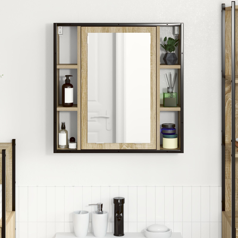 Badezimmer Waschbecken Licht Eiche Spanplatte Medium Aufbewahrung
