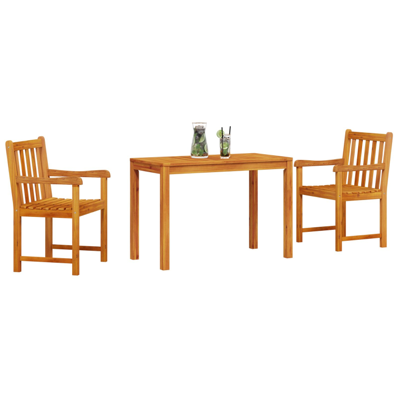 3-teiliges Garten-Esszimmer-Set aus massivem Akazienholz