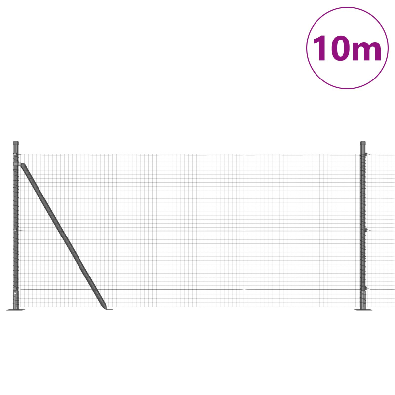 Zaunpfosten-Set Set aus 2 Grau Metall 10 x 1 m Langlebig