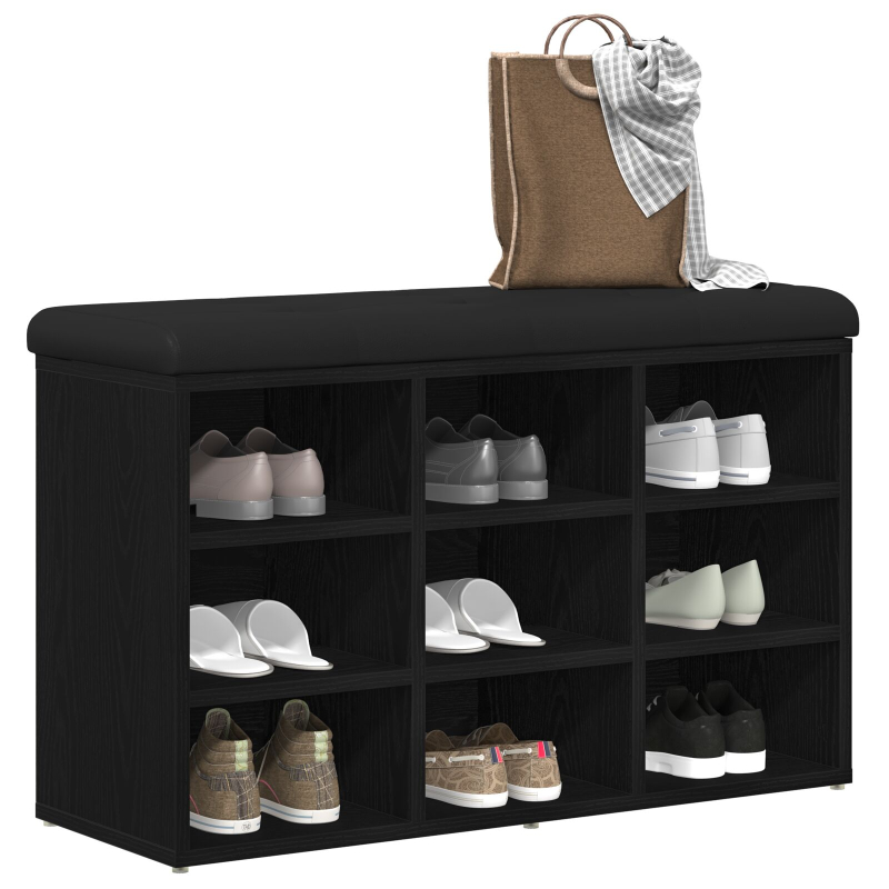 Aufbewahrungsbank Schwarz Eiche 80x30x48 cm Teppe
