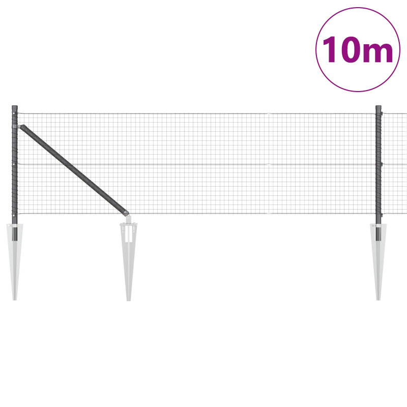 Zaunpanelset Set aus 2 Grau Metall, Kunststoff 10 x 0,5 m