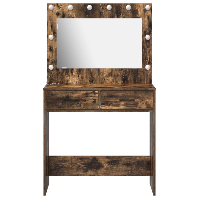 Dressing Tisch mit LED Lichtern Geräuchert Eiche 78,5x41x135 cm