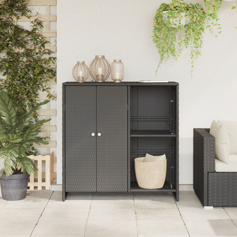 Aufbewahrungsschrank Schwarz 100x36x102 cm Rattan