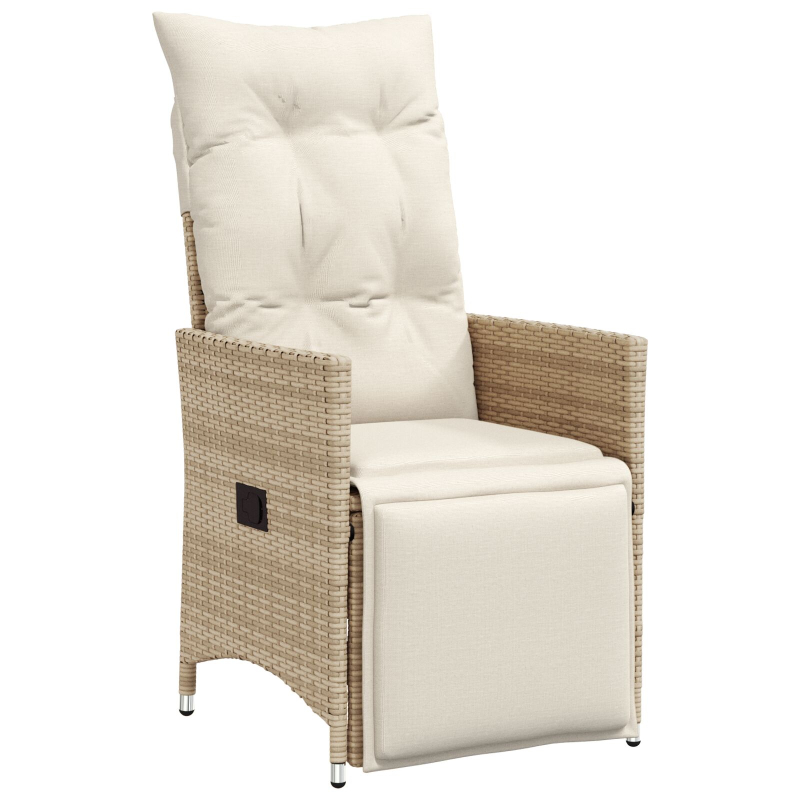 5-teiliges Garten-Dining-Set mit Kissen Beige Poly-Rattan