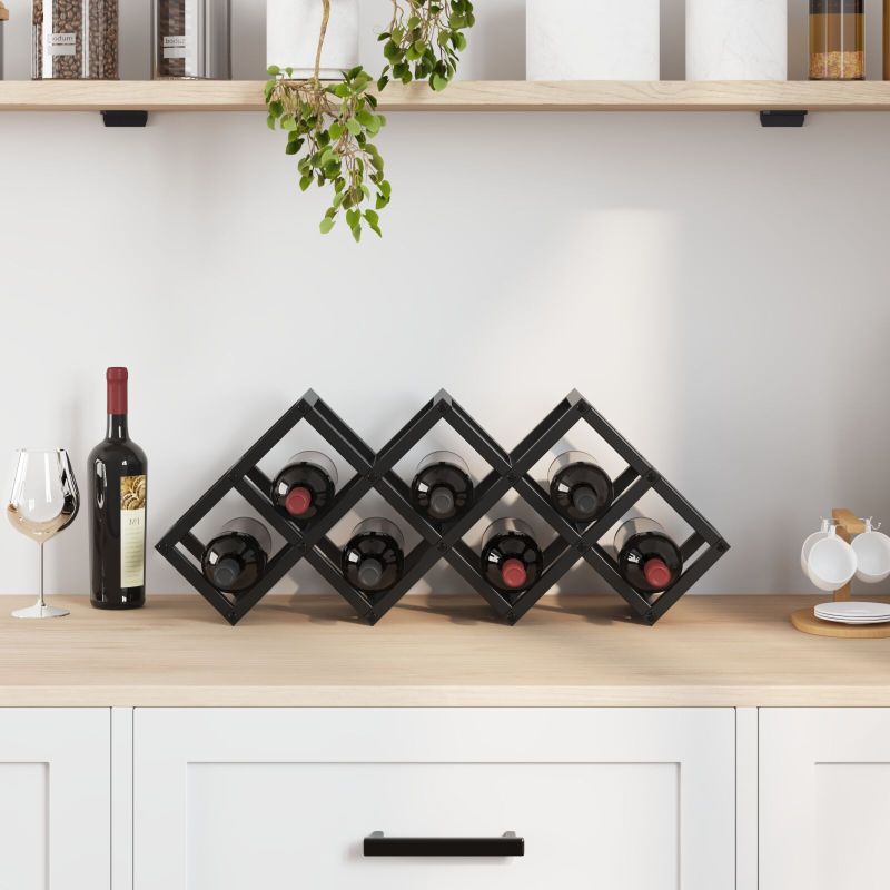 Weinregal für 9 Flaschen, 63x16,5x25 cm, pulverbeschichteter Stahl