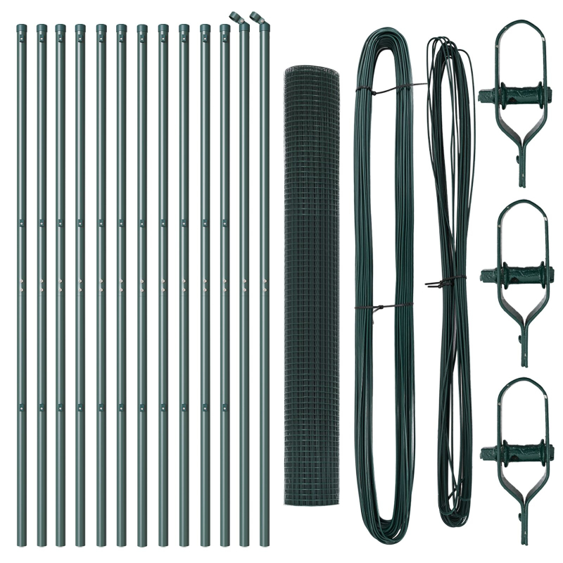 Schweißdrahtzaun mit 13 Pfosten Grün 1.4x25 m Stahl