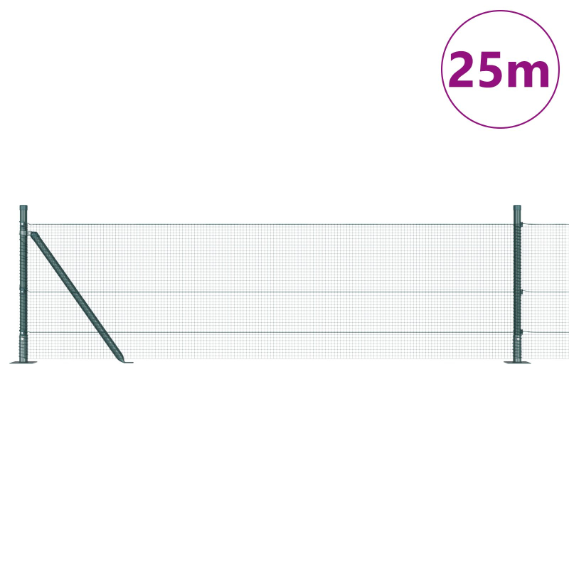 Gegossener Drahtzaun mit 13 Flanschpfosten Grün 0,4x25 m Stahl