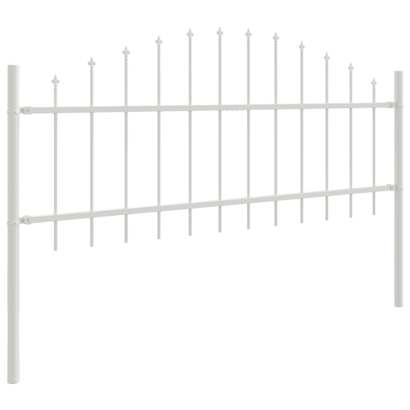 Gartenzaun mit Bogenoberteil, Weiß, 13,6 x 0,75 m, Stahl