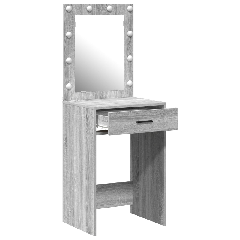 Schminktisch mit LED-Lichtern Grau Sonoma 50x41x135 cm