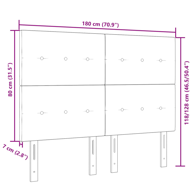 Kopfteil Mit Knopfheftung Schwarz 180 cm Stoff
