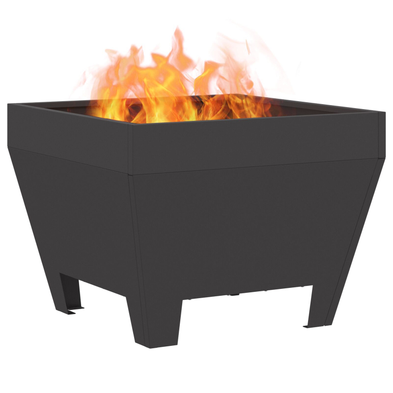 Feuerstelle Quadrat Schwarz 50x50x30 cm Stahl