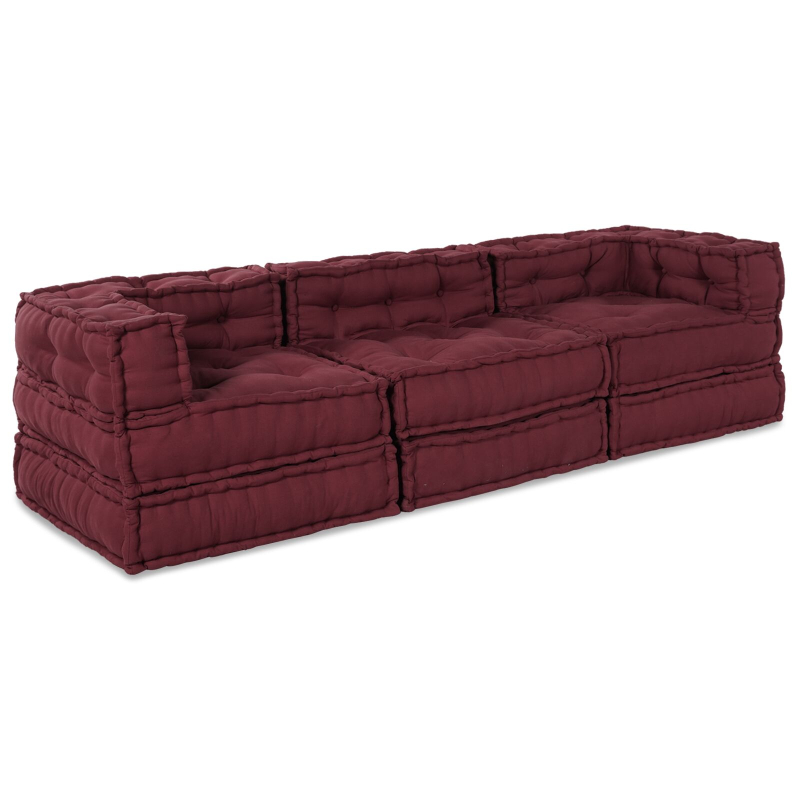 Modular Poufs 3er Set Burgunderrotes Gewebe