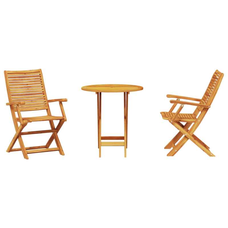 3-teiliges Klapp-Bistro-Set aus massivem Akazienholz