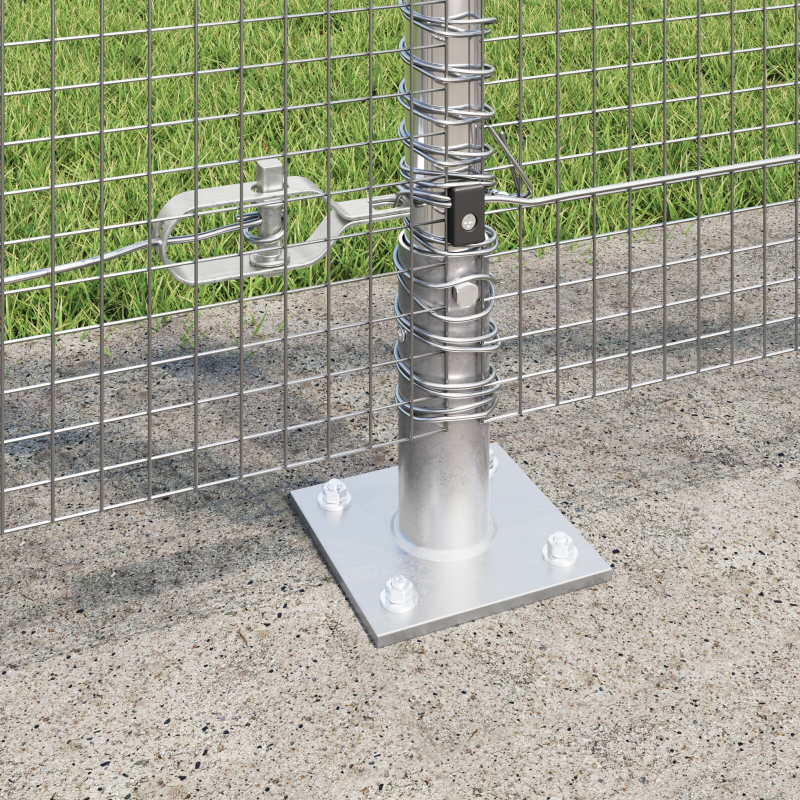 verzinkter Drahtzaun mit 13 Flanschpfosten 1,2x25 m verzinkter Stahl