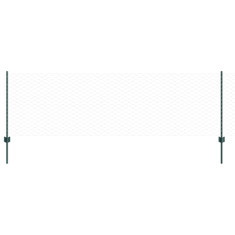 Zaunpfosten 11 Stück U-Kanal Grün 80 cm Stahl, Sechseckzaun Grün 0,8x50 m Stahl