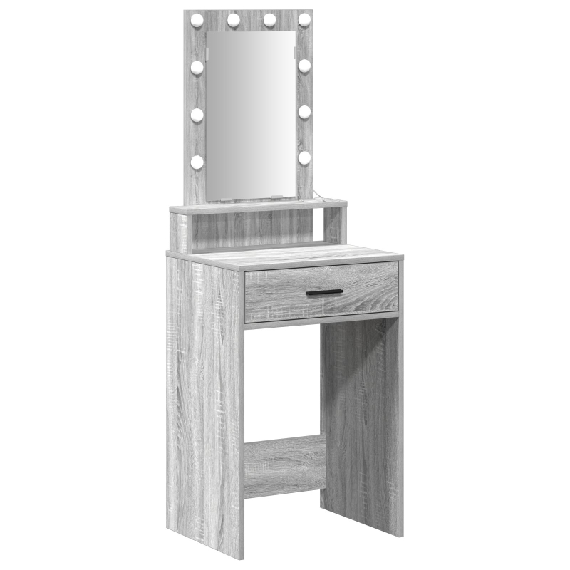 Schminktisch mit LED-Lichtern in Grau Sonoma, 50x41x140 cm