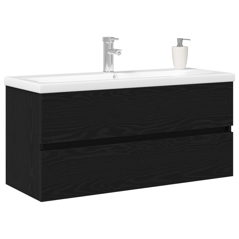 Waschbecken Schrank mit integriertem Waschbecken Schwarze Eiche aus lackiertem Holz