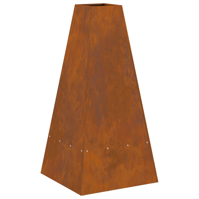 Feuerstelle mit Holzlager 50x50x100 cm Wetterstahl