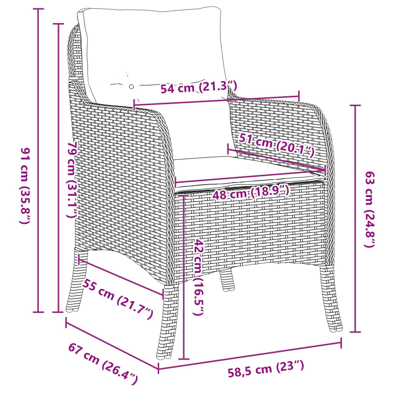 7-teiliges Garten-Ess-Set mit Kissen Hellgrau Poly-Rattan