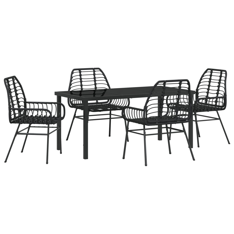 5-teiliges Gartentisch-Set Schwarz Poly Rattan