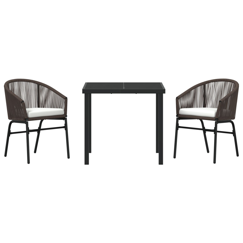 3-teiliges Garten-Essset Braun Poly-Rattan