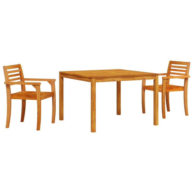 3-teiliges Garten-Esszimmer Set aus massivem Akazienholz