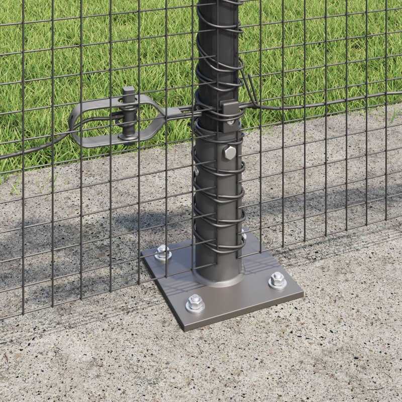 Zaunpfosten-Set 2er Set Grau Pulverbeschichteter Stahl 25 x 0.5 m