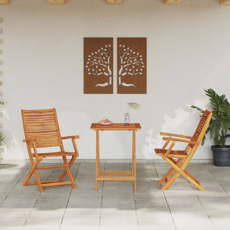 3-teiliges Klapp-Bistro-Set aus massivem Akazienholz