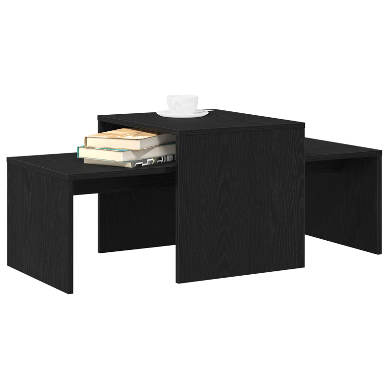 Beistelltischset aus schwarzem Eichenholz, 100x48x40 cm, Mehrschichtholz
