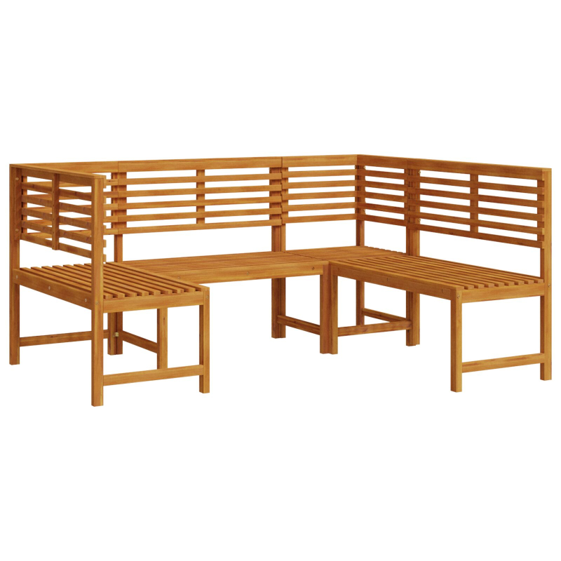 3-teiliges Gartenbank-Set aus solidem Akazienholz