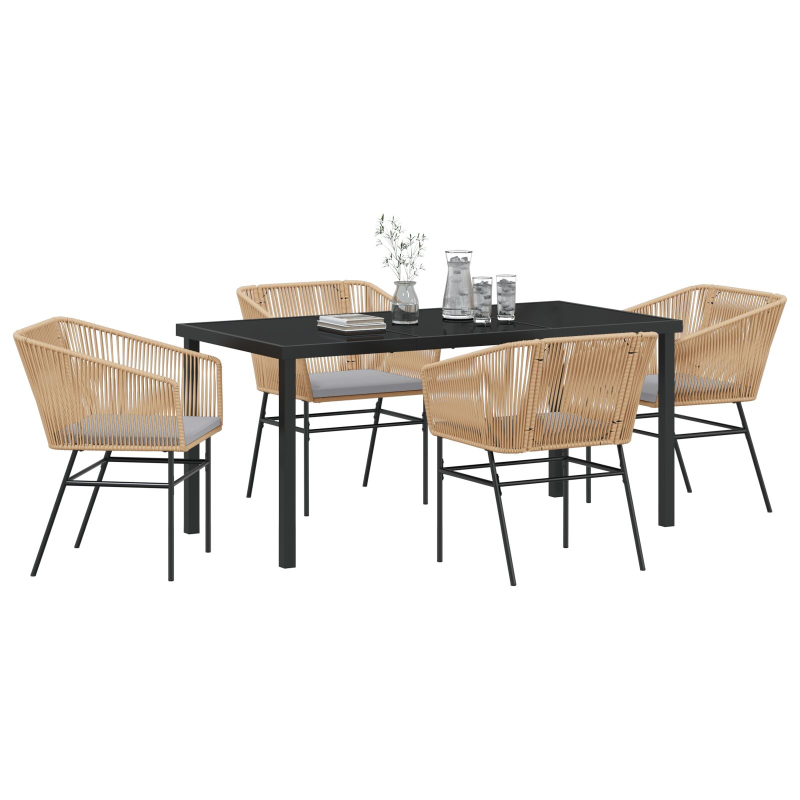 Set aus 3 Braun PE-Rattan Standard UV-beständige Materialien